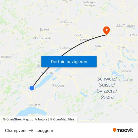 Champvent to Leuggern map