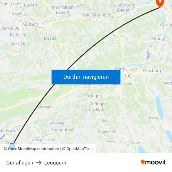 Gerlafingen to Leuggern map
