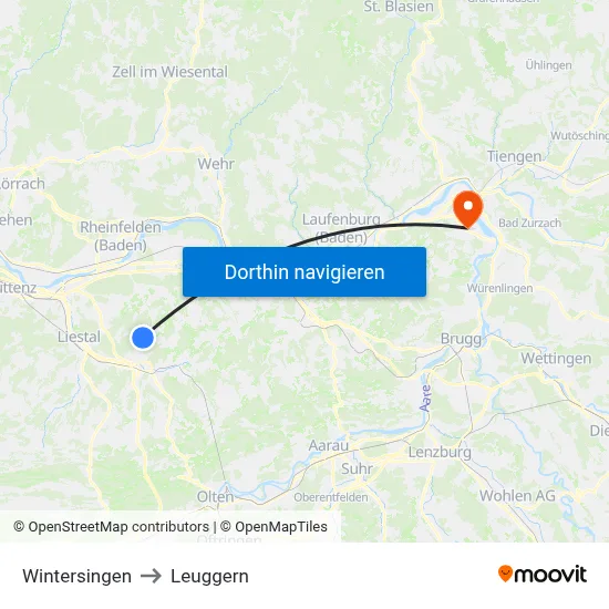 Wintersingen to Leuggern map