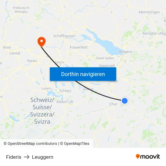 Fideris to Leuggern map
