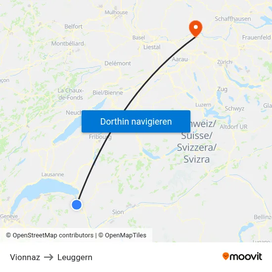 Vionnaz to Leuggern map