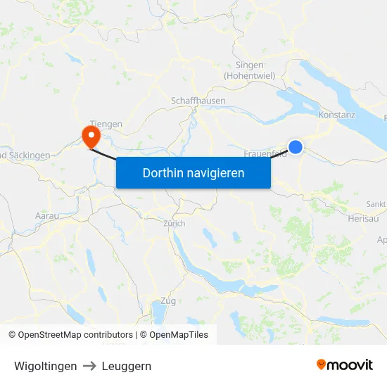 Wigoltingen to Leuggern map