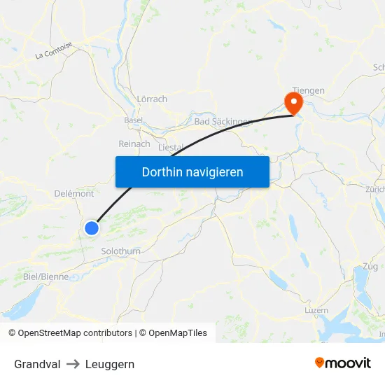 Grandval to Leuggern map