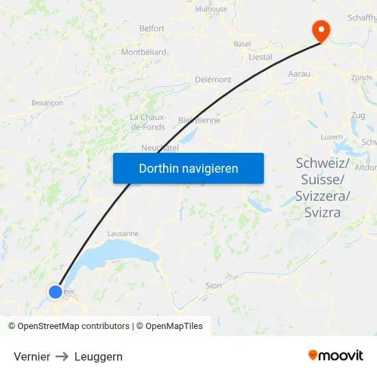 Vernier to Leuggern map