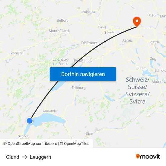 Gland to Leuggern map