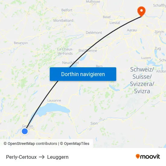 Perly-Certoux to Leuggern map