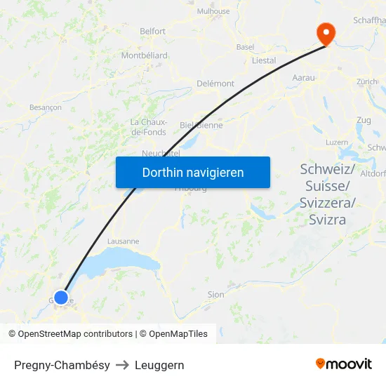 Pregny-Chambésy to Leuggern map