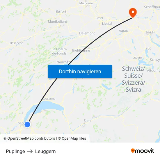 Puplinge to Leuggern map