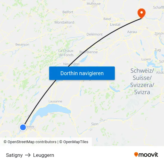 Satigny to Leuggern map