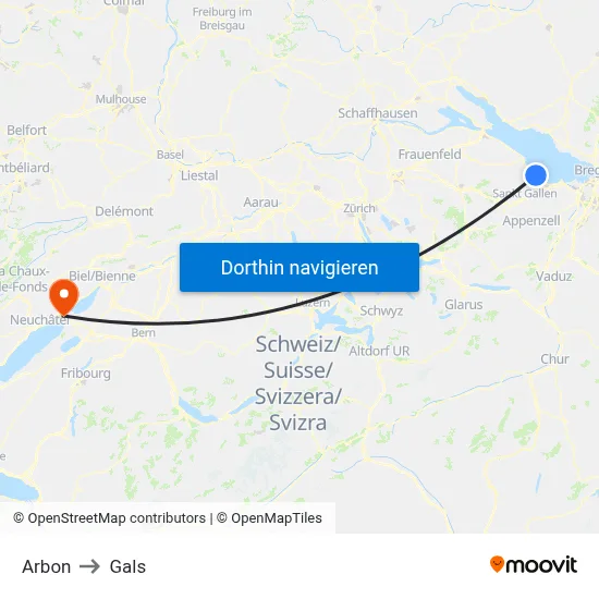 Arbon to Gals map