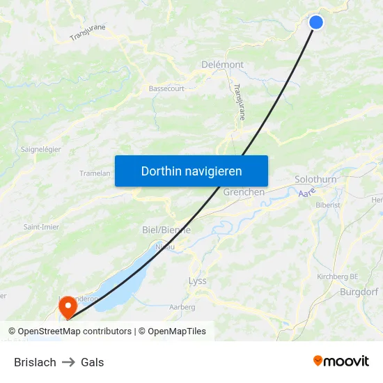 Brislach to Gals map