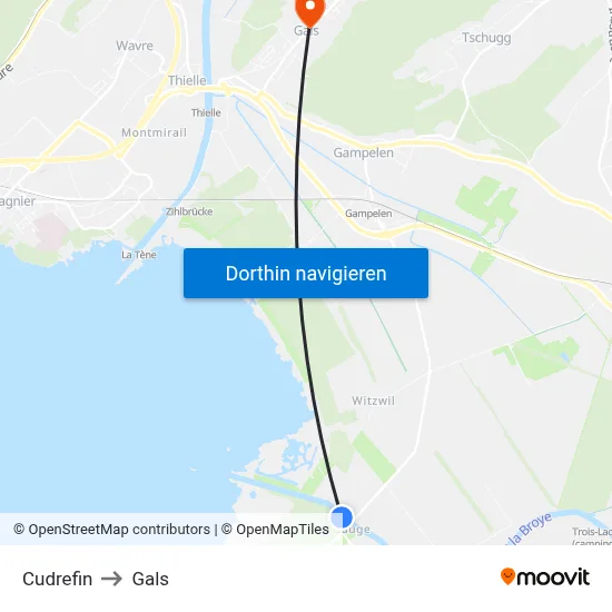 Cudrefin to Gals map