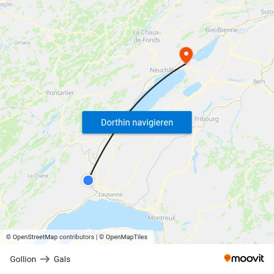 Gollion to Gals map
