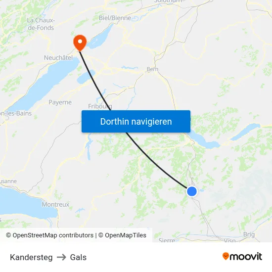 Kandersteg to Gals map