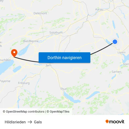 Hildisrieden to Gals map