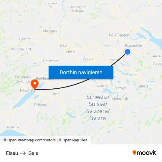 Elsau to Gals map