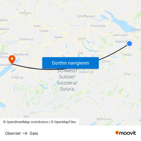 Oberriet to Gals map