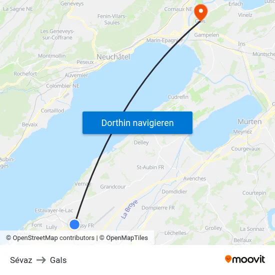 Sévaz to Gals map