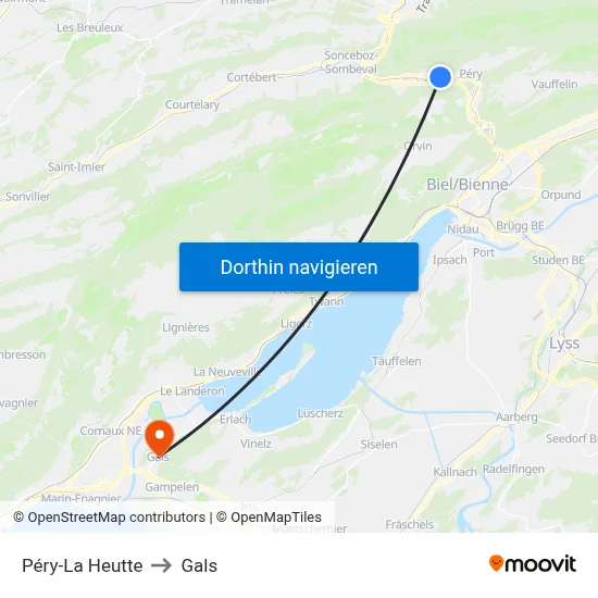 Péry-La Heutte to Gals map