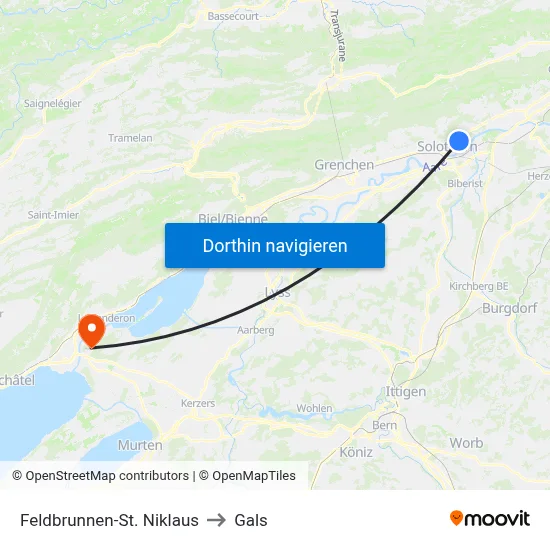Feldbrunnen-St. Niklaus to Gals map