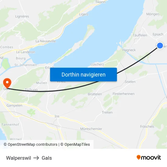 Walperswil to Gals map