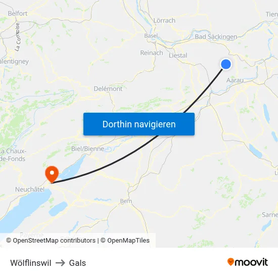 Wölflinswil to Gals map