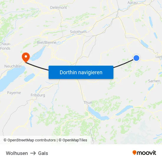 Wolhusen to Gals map