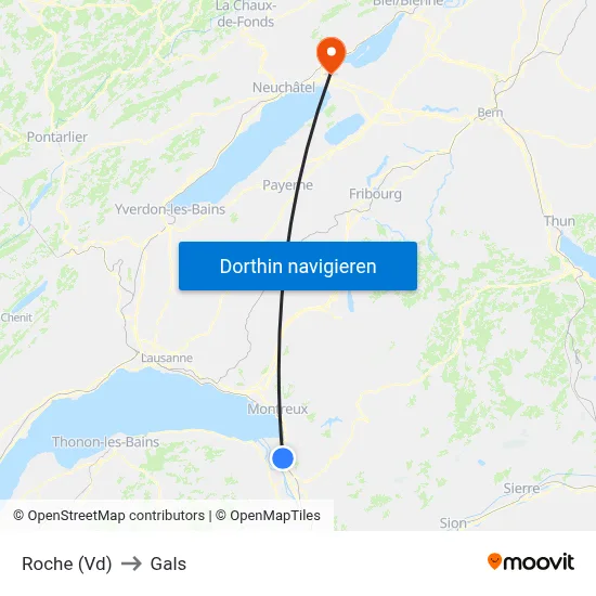 Roche (Vd) to Gals map