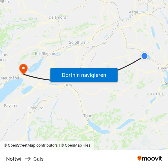 Nottwil to Gals map