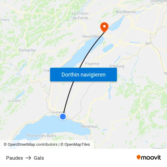Paudex to Gals map