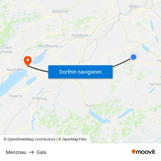Menznau to Gals map