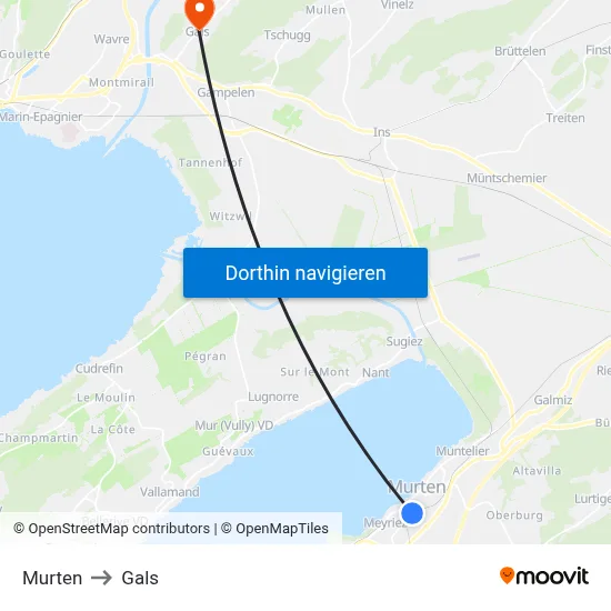 Murten to Gals map