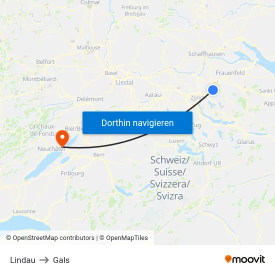 Lindau to Gals map