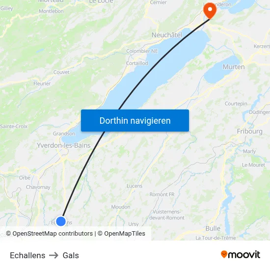 Echallens to Gals map
