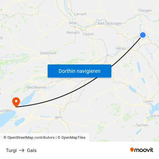 Turgi to Gals map