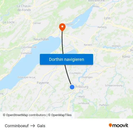 Corminboeuf to Gals map