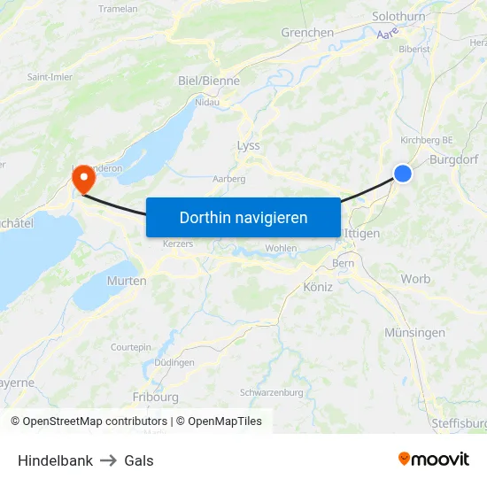 Hindelbank to Gals map