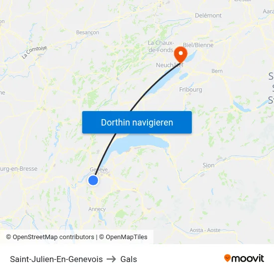 Saint-Julien-En-Genevois to Gals map