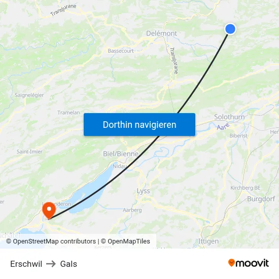 Erschwil to Gals map