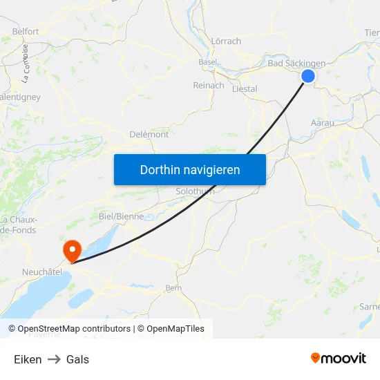 Eiken to Gals map