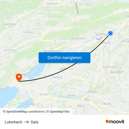 Luterbach to Gals map