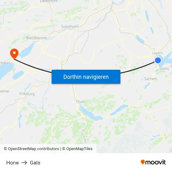 Horw to Gals map