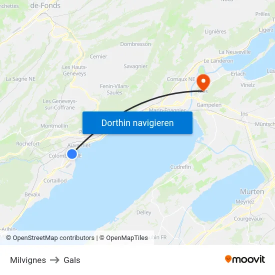 Milvignes to Gals map