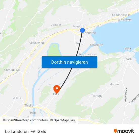 Le Landeron to Gals map