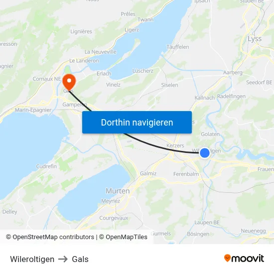 Wileroltigen to Gals map
