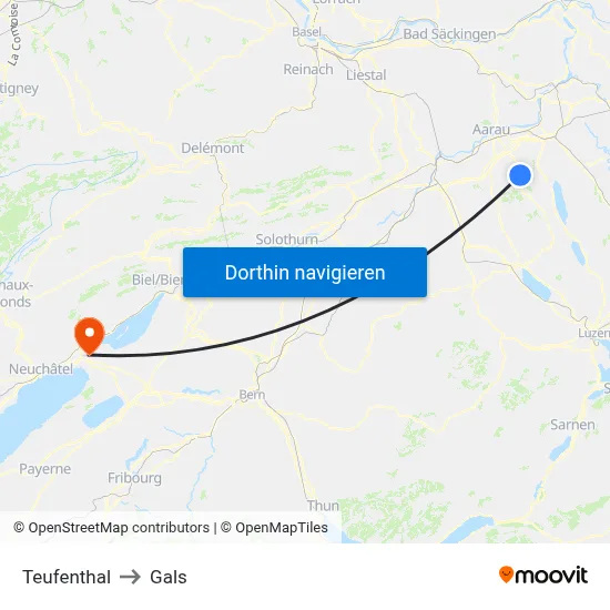 Teufenthal to Gals map