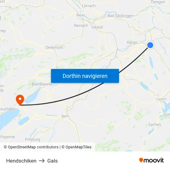 Hendschiken to Gals map