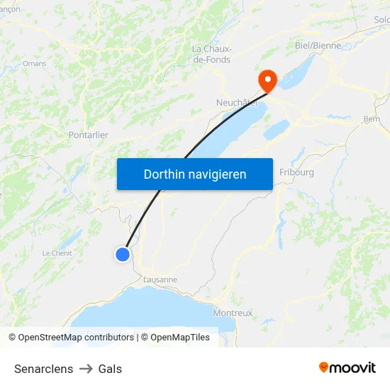 Senarclens to Gals map
