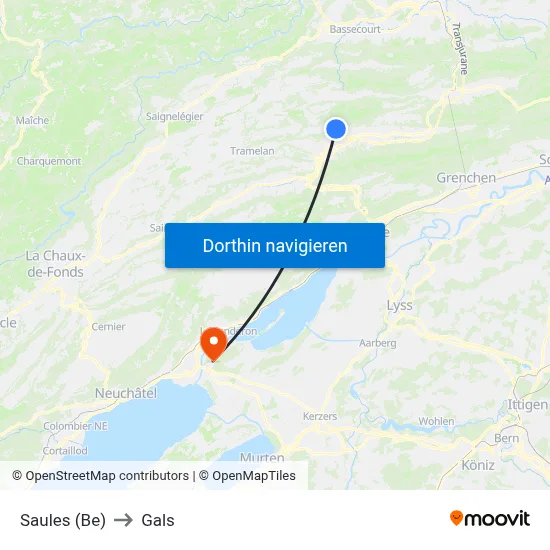 Saules (Be) to Gals map