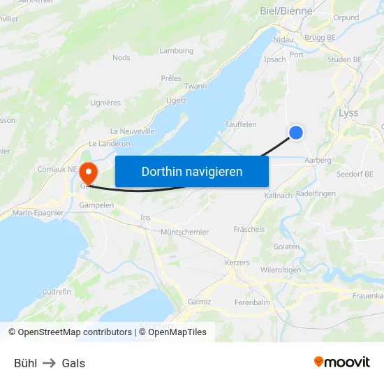 Bühl to Gals map